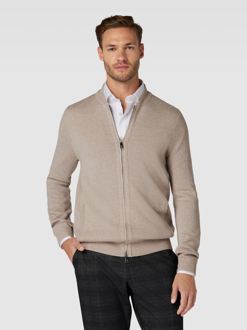 Strickjacke mit Zweiwege-Reißverschluss in sand meliert