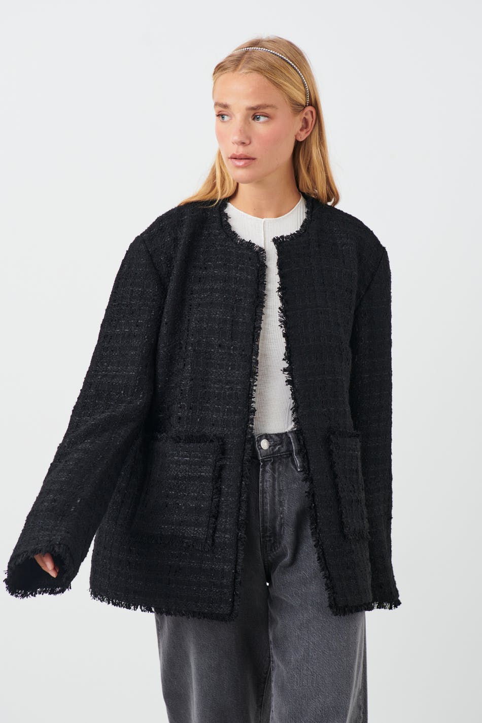 Tweed long jacket