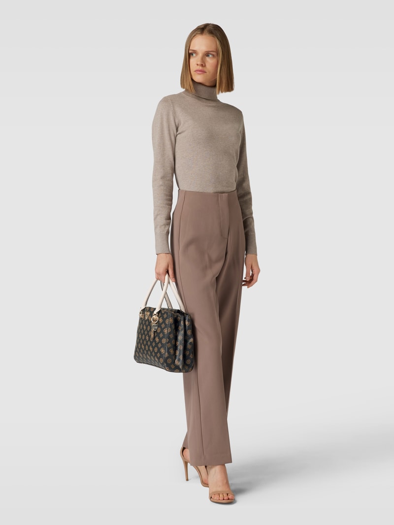 Handtasche mit Allover-Muster Modell 'NOELLE' in mittelbraun