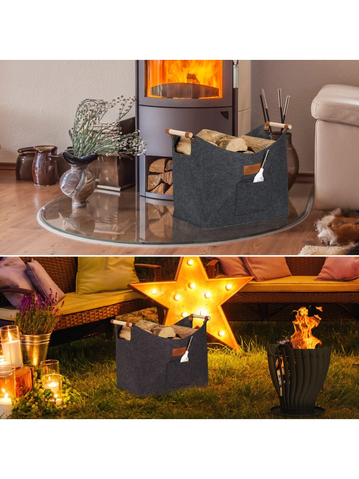 relaxdays Kaminholzkorb in Grau - 50 L günstig kaufen onesize