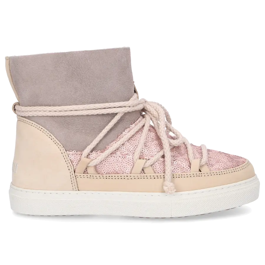 INUIKII - Snowboots 20110 Kalbsleder Pailletten altrosa beige braun - beige