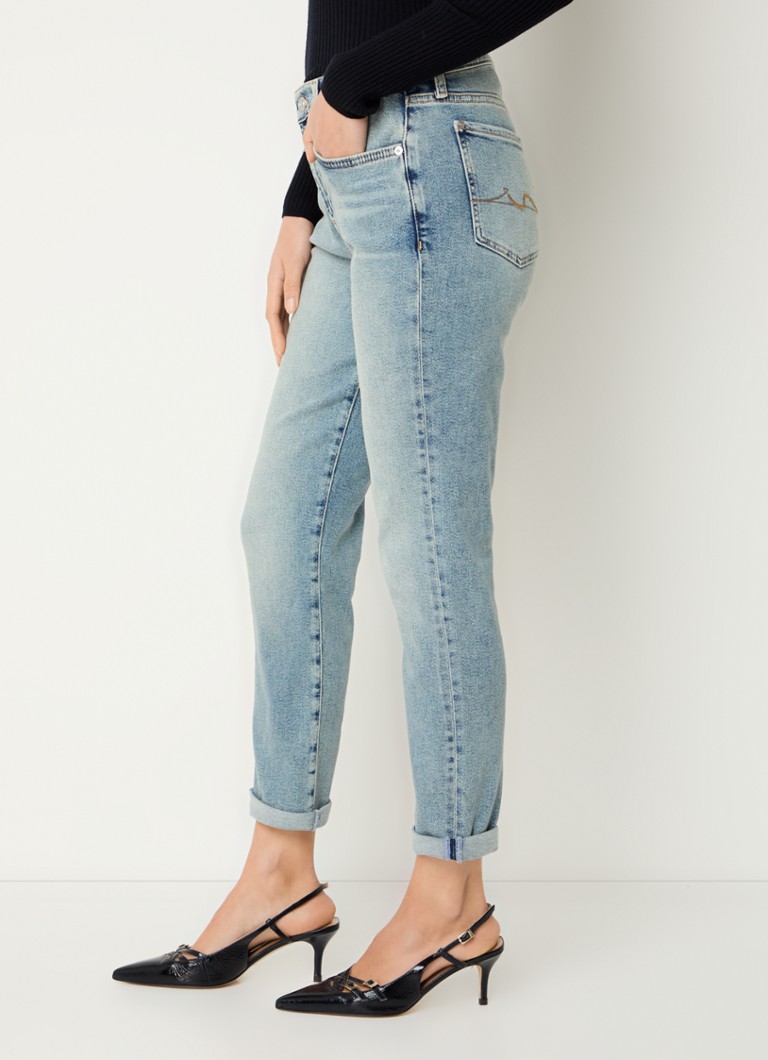 Blugi slim fit a vita media Josefina di 7 For All Mankind, lavaggio chiaro.