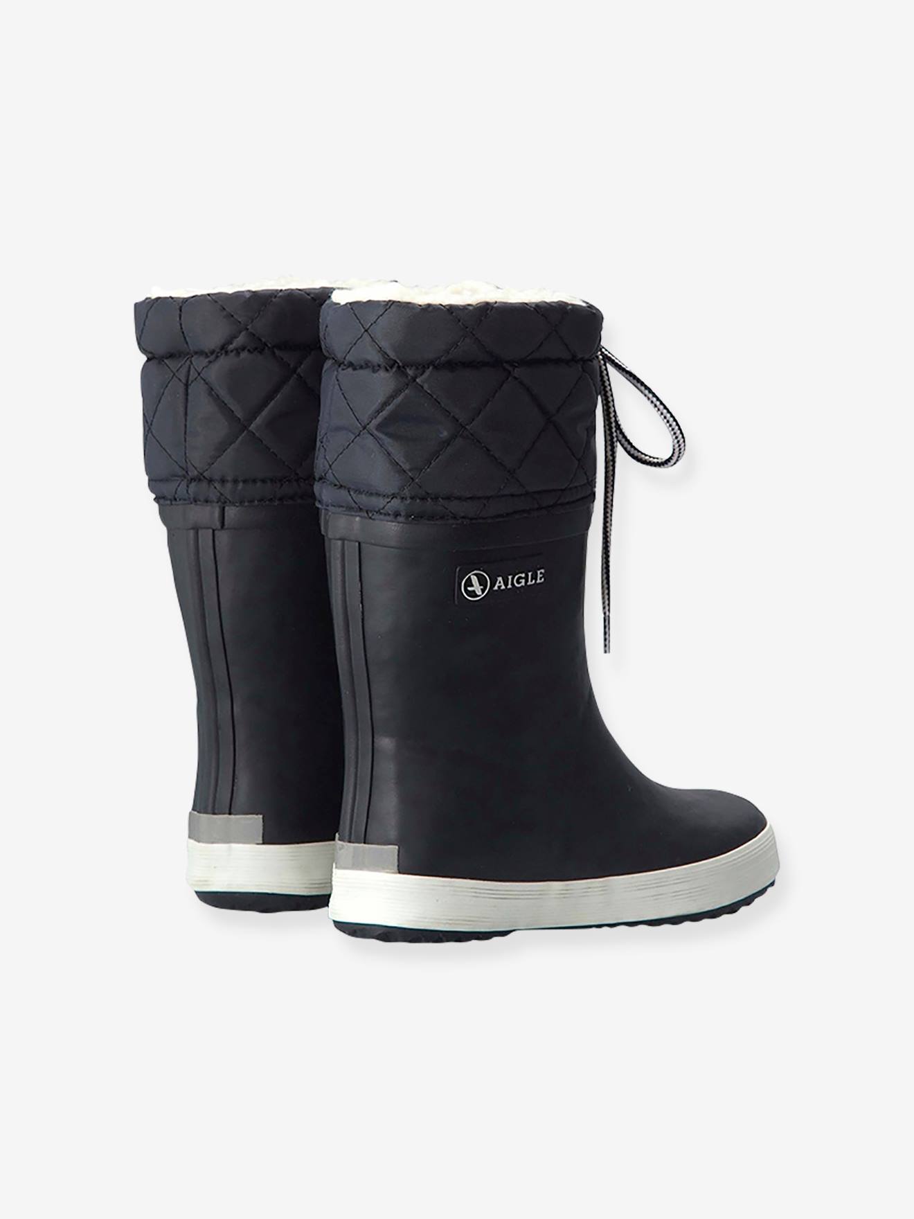 Bottes de pluie fourrées enfant Lolly Pop Giboulée AIGLE® marine blanc
