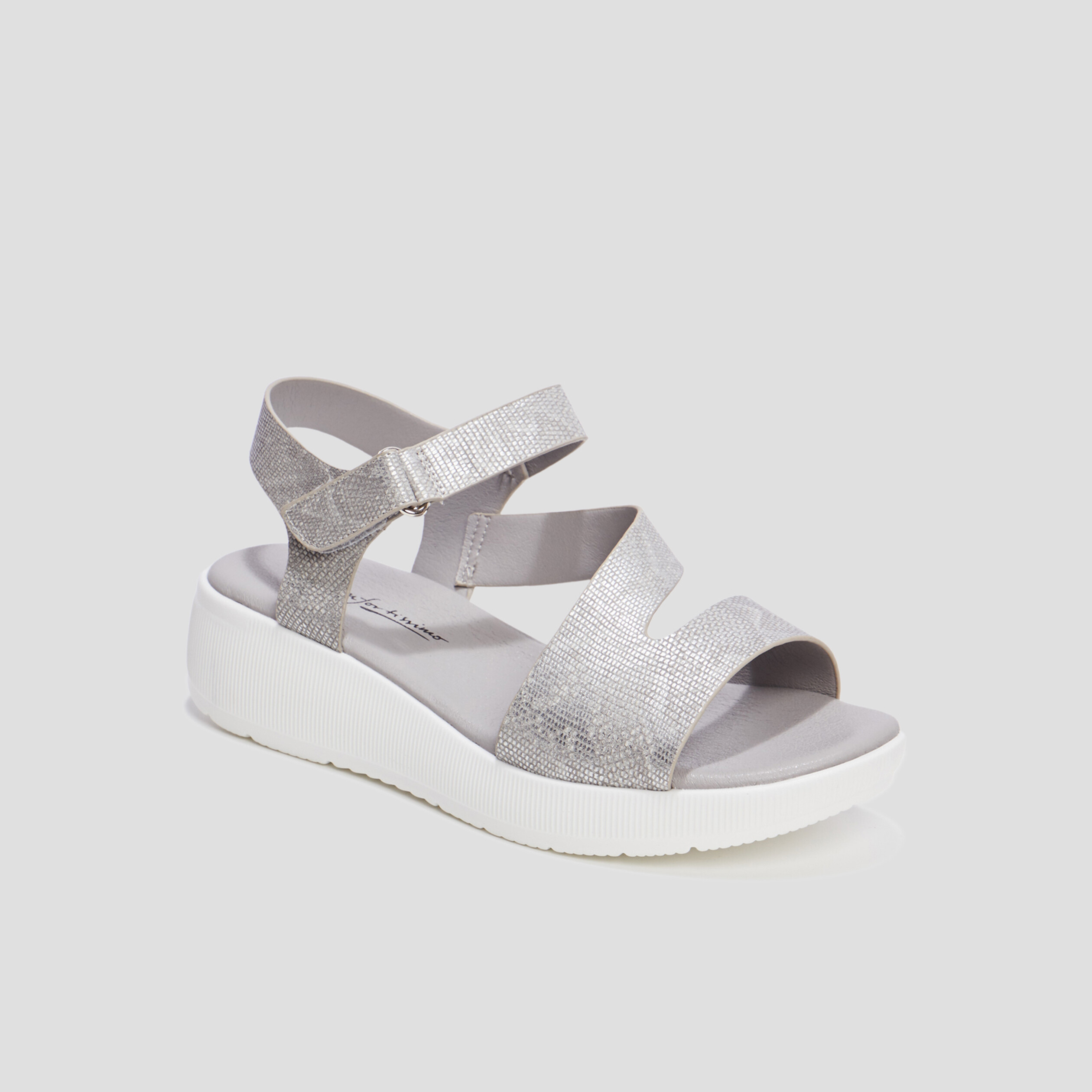Sandales compensées Confortissimo gris argent femme | La Halle