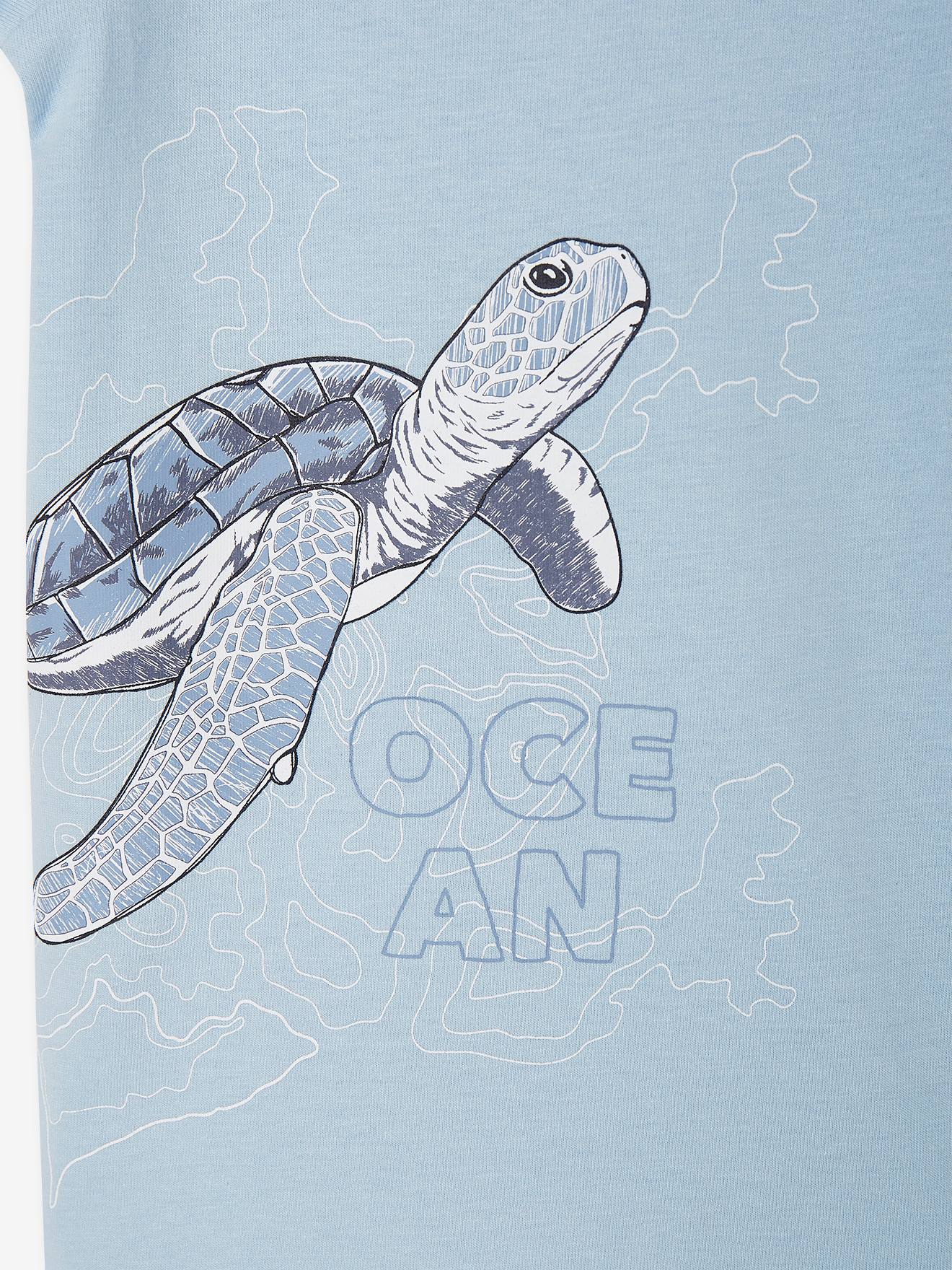 Vertbaudet Jungen T-Shirt aus Bio-Baumwolle, Tier-Print - salbeigrün