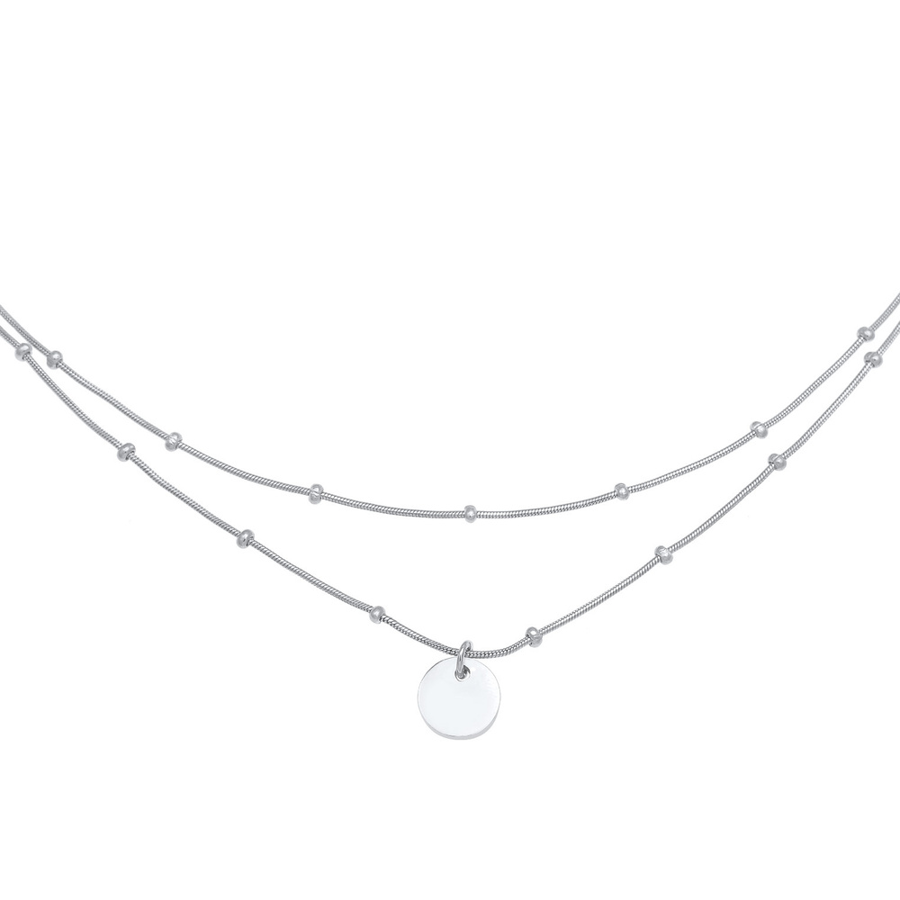 Elli Elli Collier Femmes Choker Boule Couches Plaquette Pendentif Basique en Argent St collier