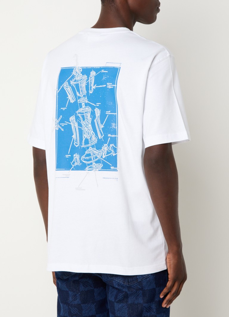 Camiseta Daily Paper Blueprint com logotipo e estampa nas costas