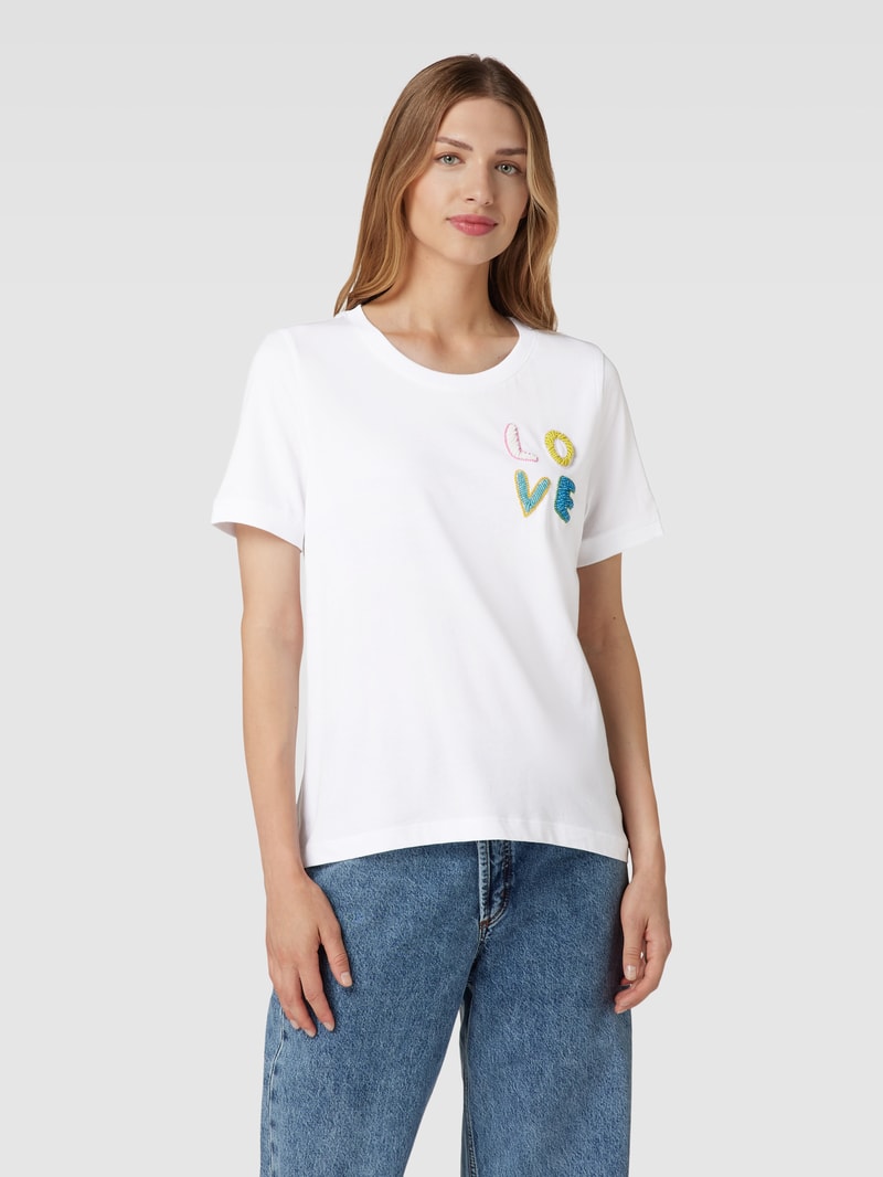 T-Shirt mit Zierbesatz in weiß