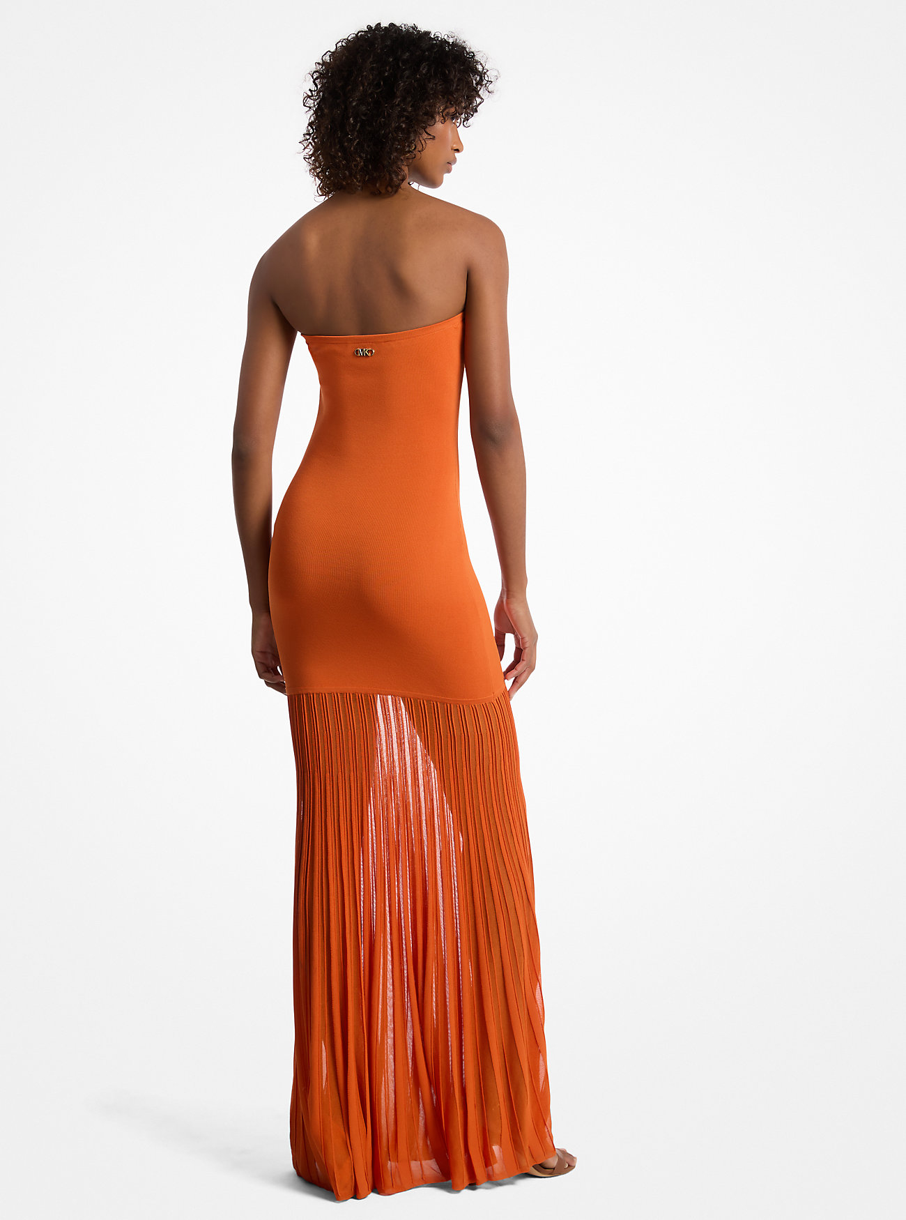 Stretch Knit Sheer Strapless Dress - LORANGE
