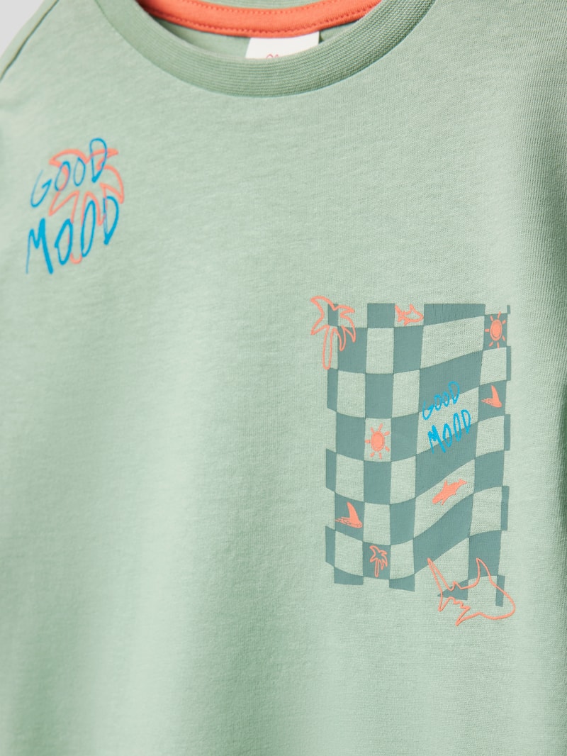 T-Shirt mit Motiv-Prints in lindgrün