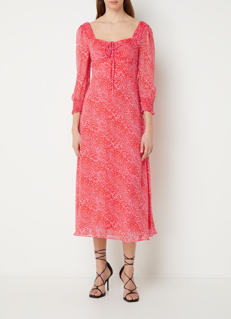 Whistles maxi dress with print and puff sleeves