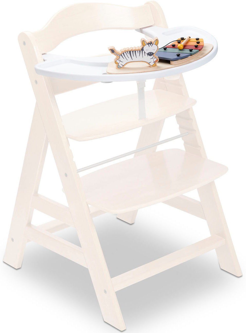 Hauck Hochstuhltablett Alpha Play Music Set Zebra, Holz, Kunststoff, FSC® - schützt Wald - weltweit