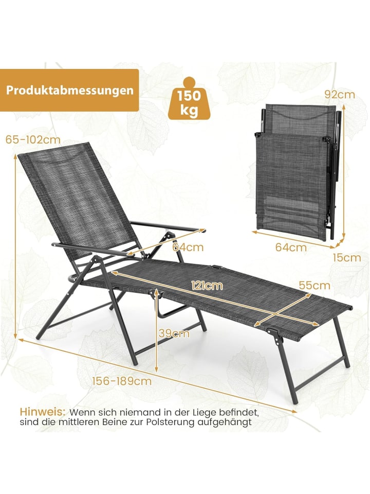 COSTWAY 2er Set Sonnenliege klappbar in Grau günstig kaufen onesize