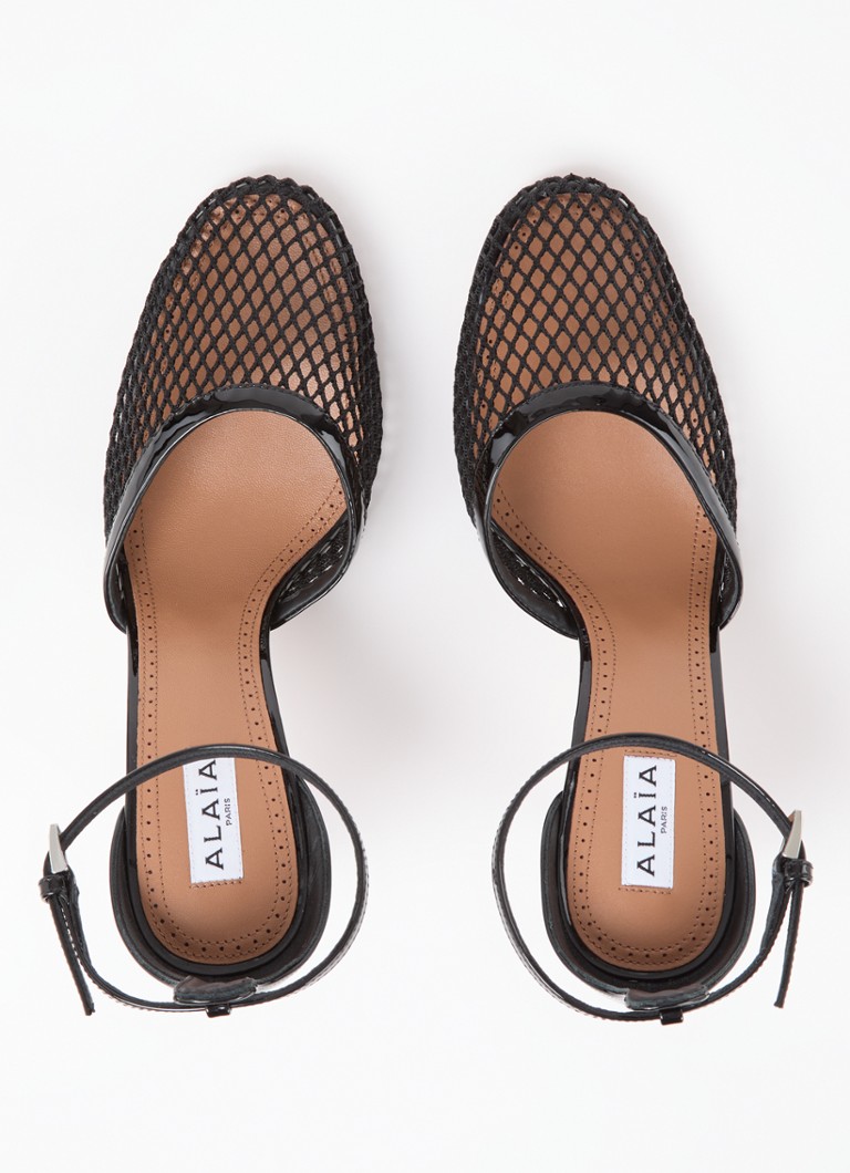 Pantofi cu toc tricotat Alaïa și detalii din piele de vițel