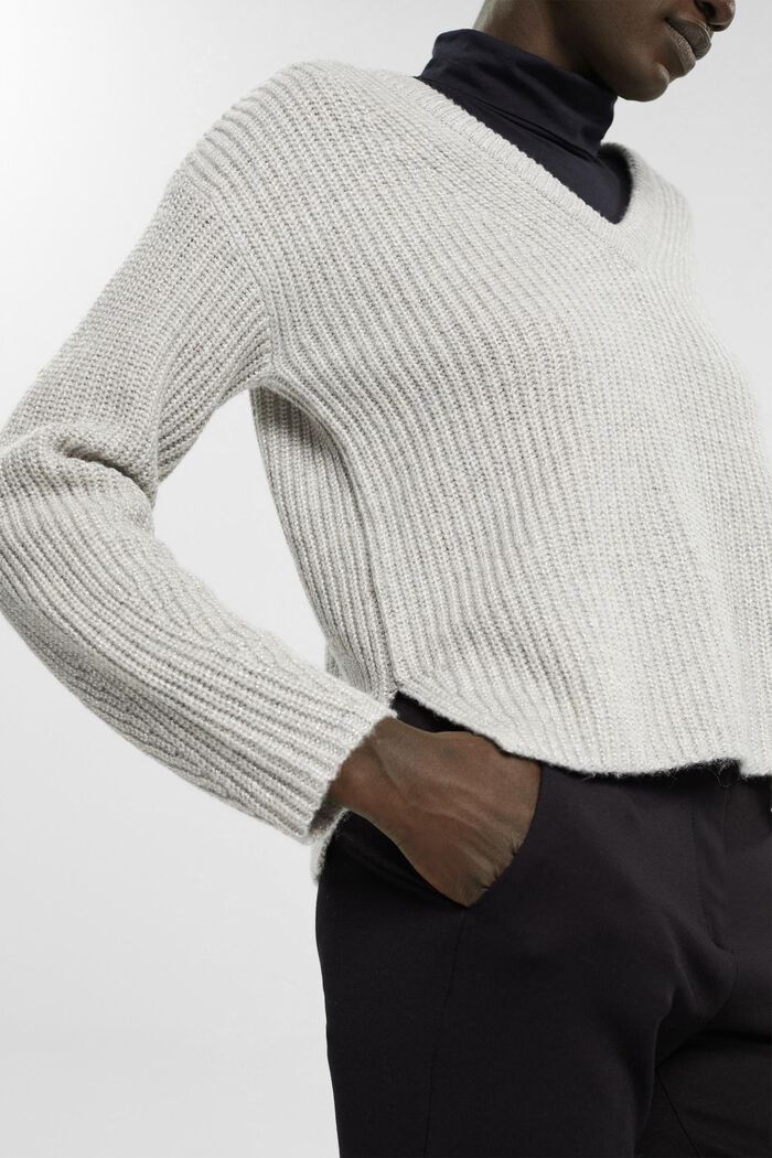Gerippter Wollmix-Pullover