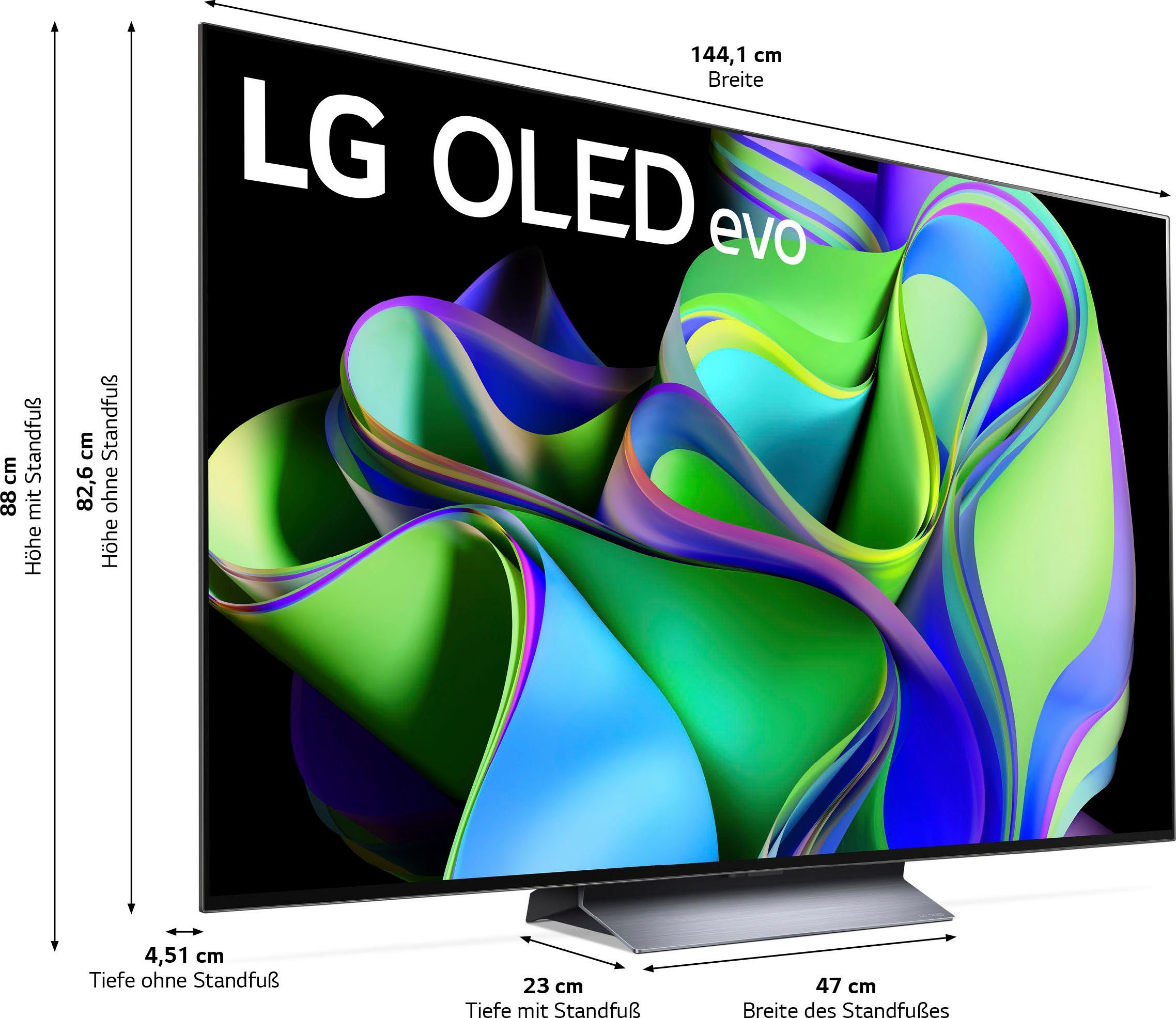 LG OLED65C37LA OLED-Fernseher (165 cm/65 Zoll, 4K Ultra HD, Smart-TV, OLED evo, bis zu 120 Hz, α9 Gen6 4K AI-Prozessor, Twin Triple Tuner)