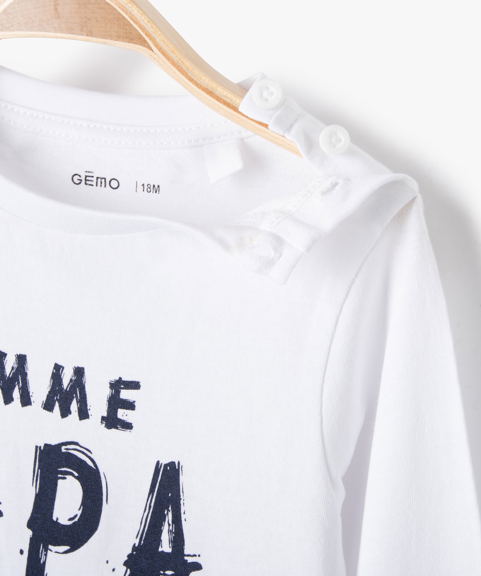 Tee-shirt à manches longues et message humoristique bébé ... blanc | GEMO