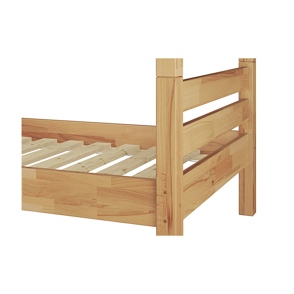 Stockbett 90x200 Buche natur massiv mit Federleisten
