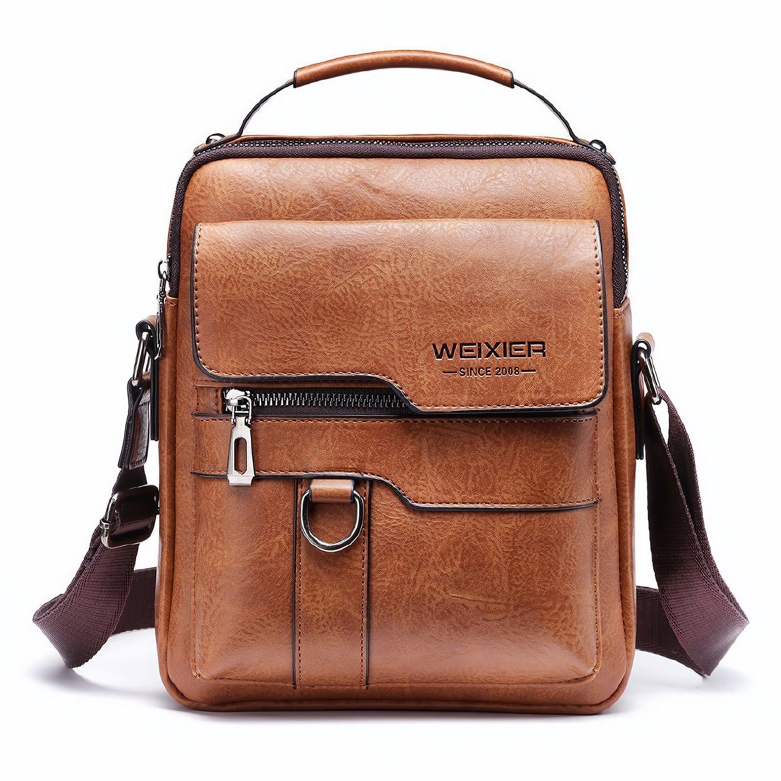 Suzakuin Umhängetasche KunstlederLeder-Schultertasche Herren -geräumig und strapazierfähig