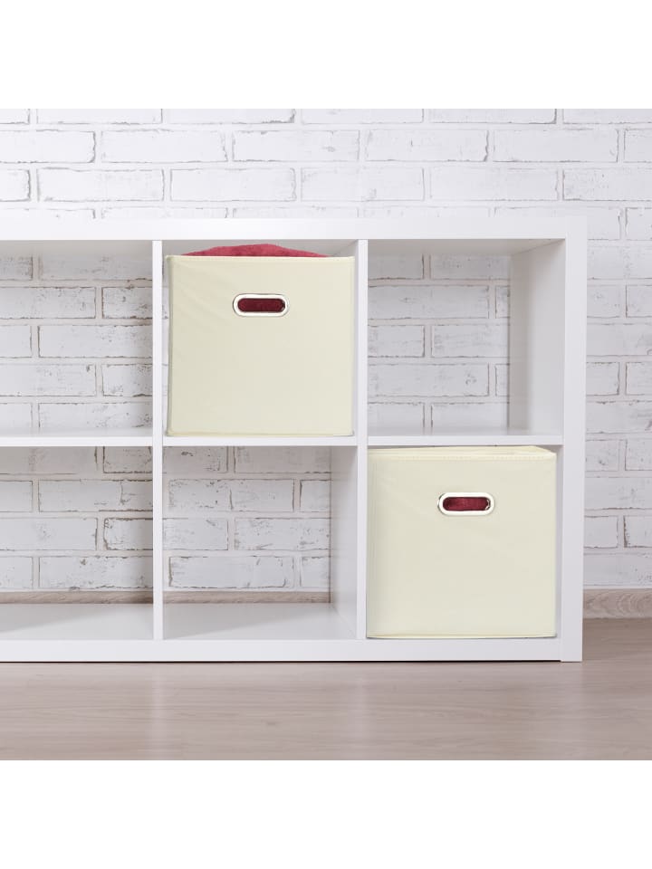 relaxdays 4 x Aufbewahrungsbox in Beige - (B)30 x (H)30 x (T)30 cm günstig kaufen onesize