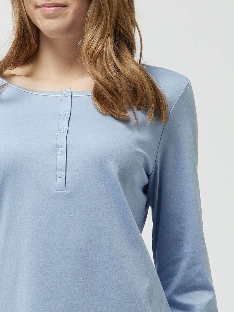 Modern Fit Pyjama aus Supima-Baumwolle Modell 'Night Lovers' in dunkelblau