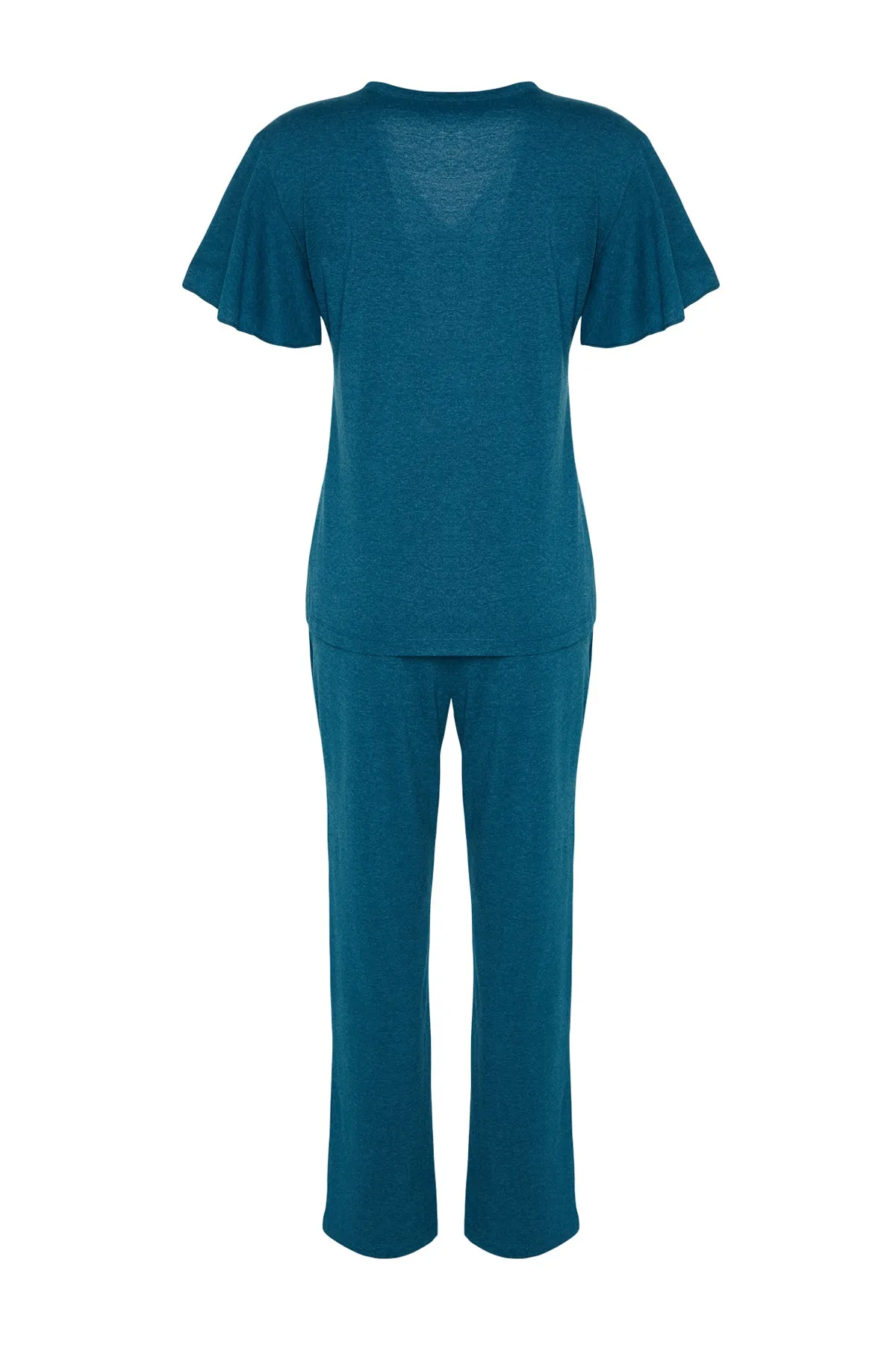 Trendyol Collection  Petrolfarbenes Pyjama-Set aus Baumwolle mit Koala-Print und Ärmeln sowie Schwungrad-Details THMSS20PT0172