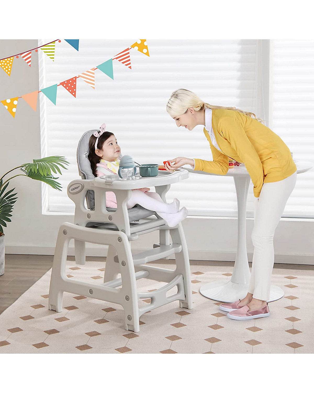 3 in 1 Hochstuhl Schauklestuhl Kindersitzgruppe mit Sitzkissen