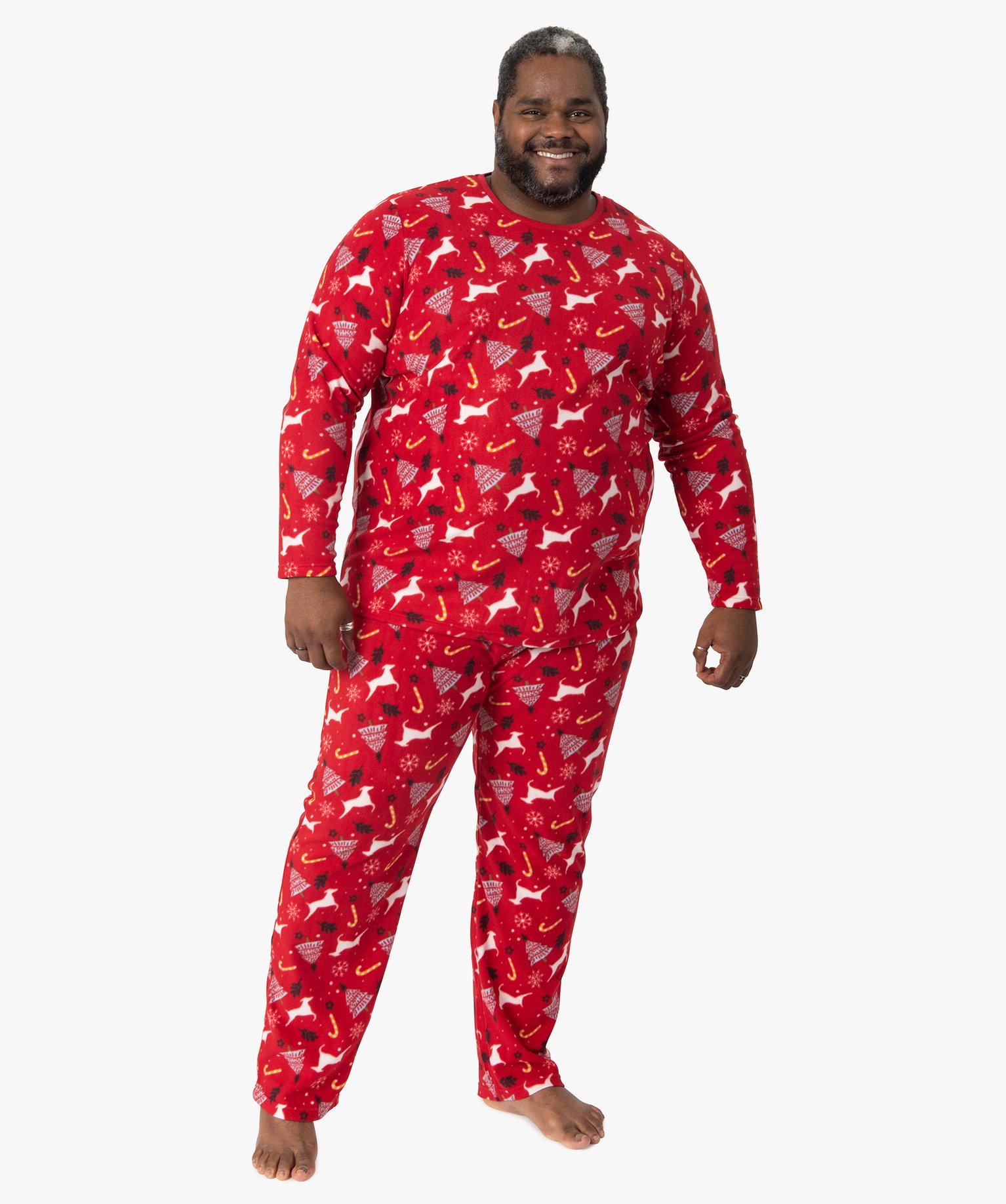 Pyjama homme grande taille en polaire motif Nol rouge | GEMO