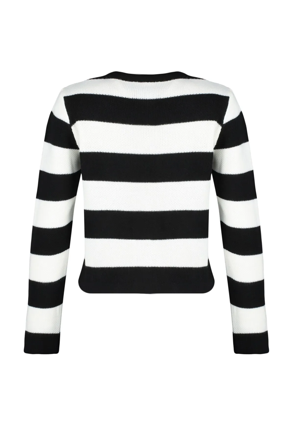 Trendyol Collection  Ecru gestreifter Basic-Strick-Cardigan TWOAW24HI00091