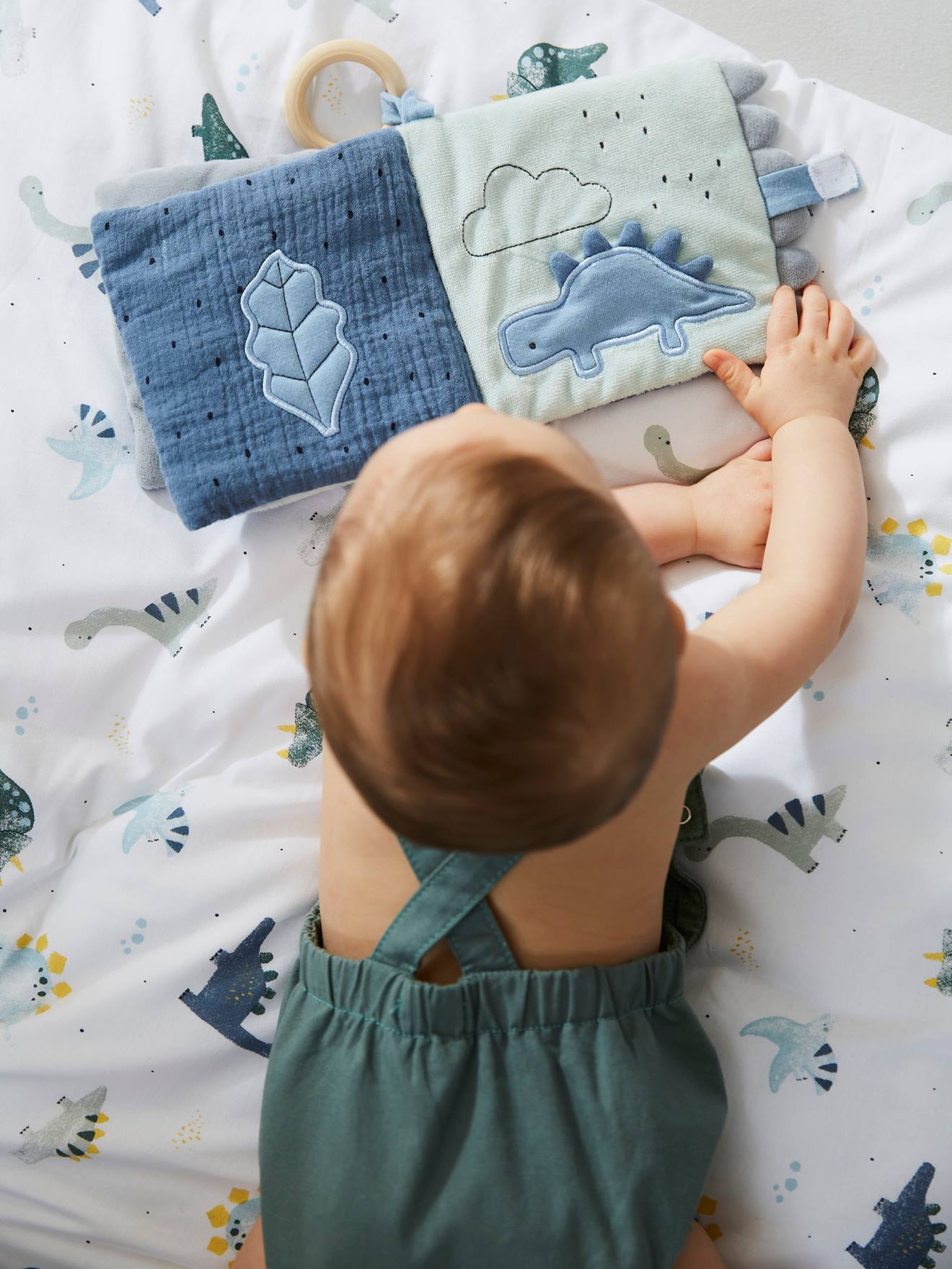 Vertbaudet Baby Stoffbuch KLEINER DINO - blau