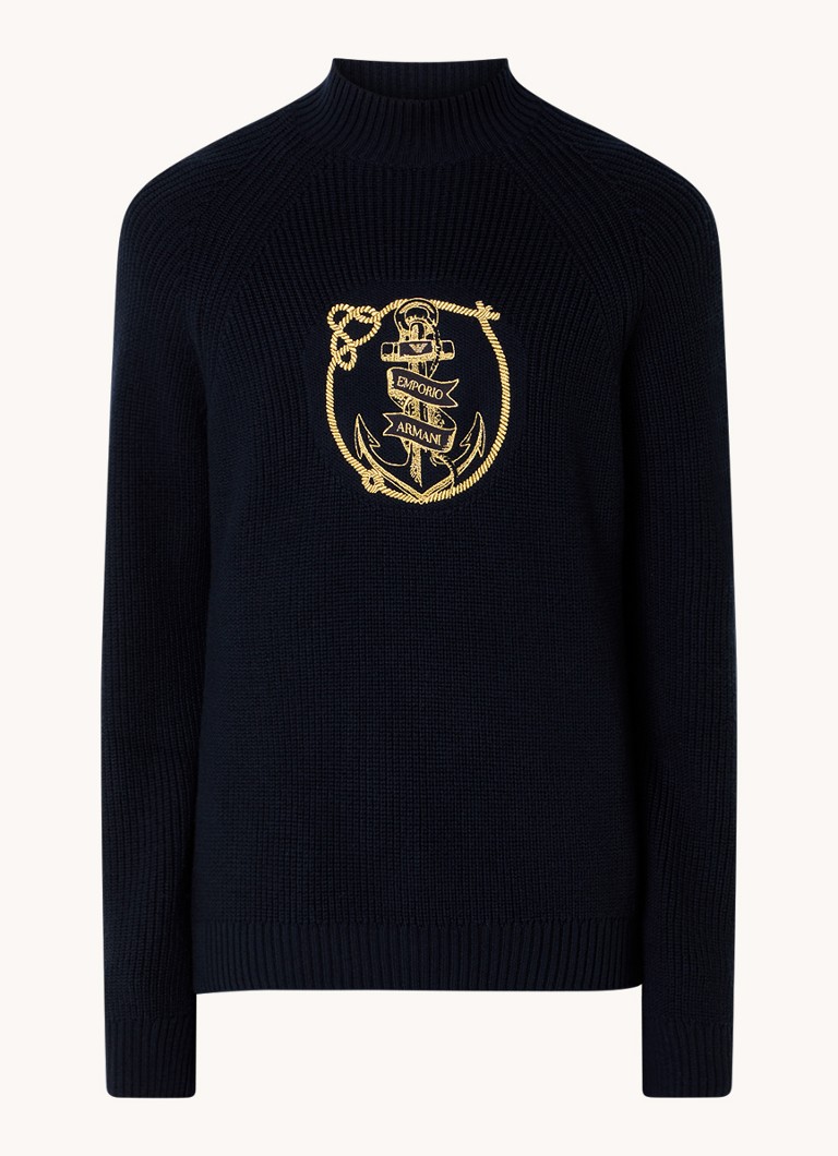 Emporio Armani Fine-knit sweater with logo embroidery