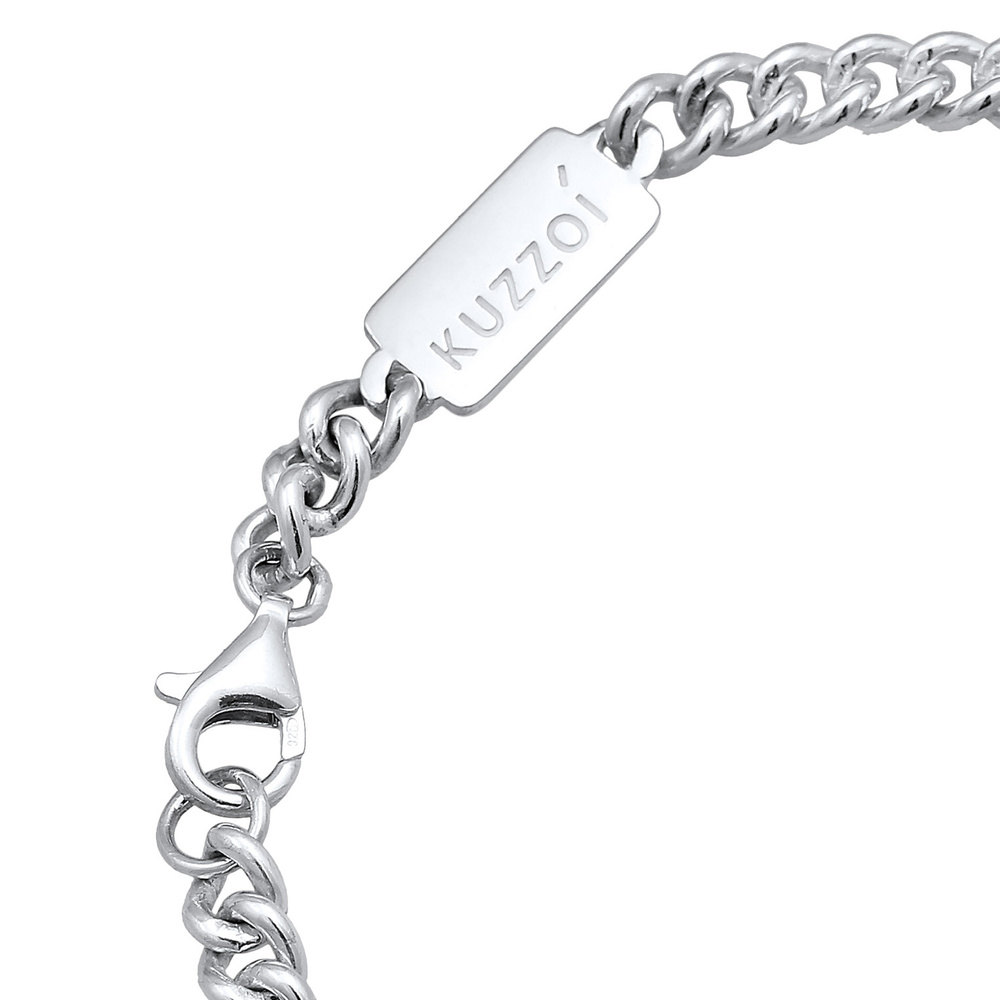 KUZZOI KUZZOI Bracelet Hommes Char Massif Basique en argent sterling 925 Bracelet