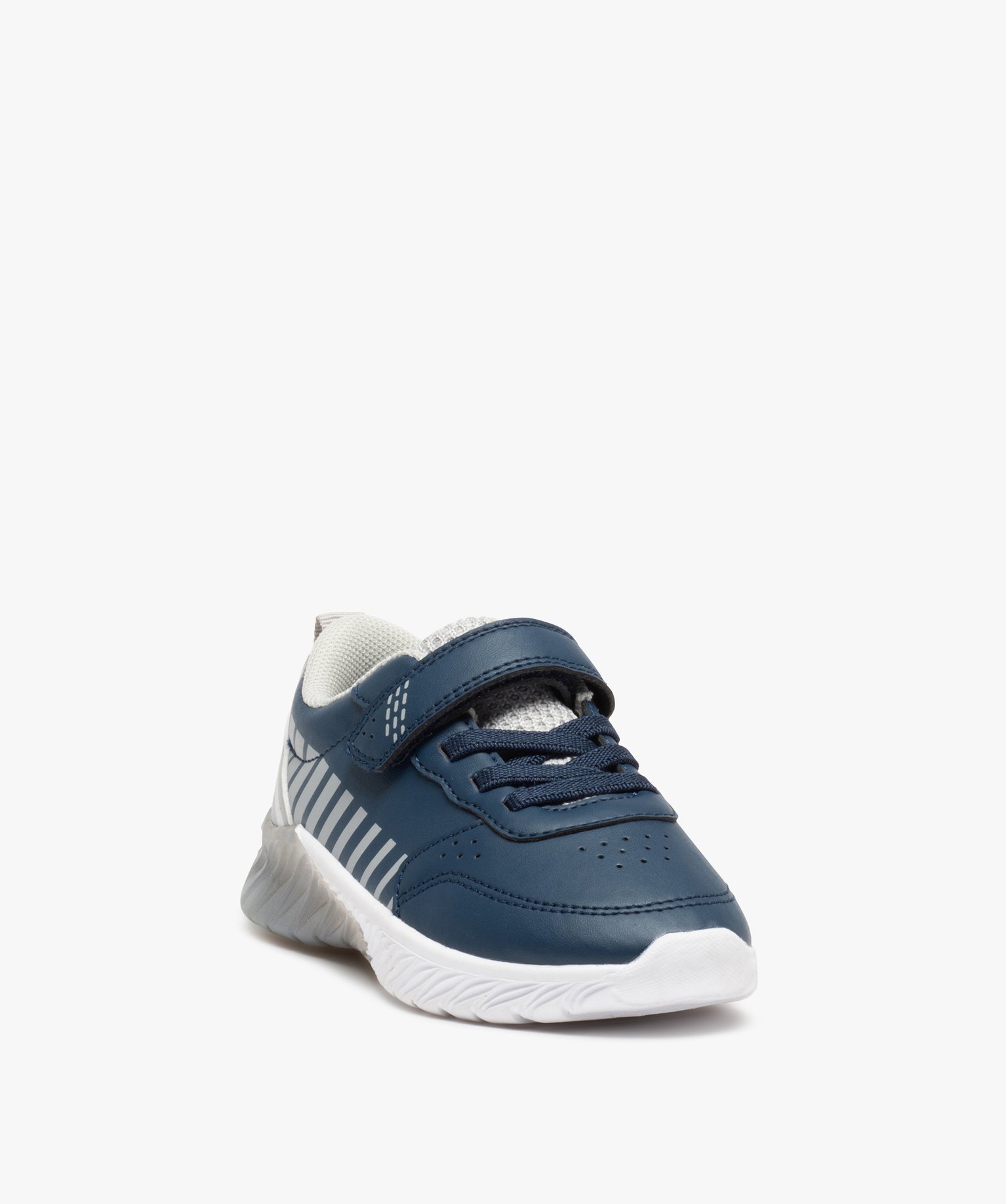 Baskets Garçon running bicolores à lacets et scratch marine | GEMO