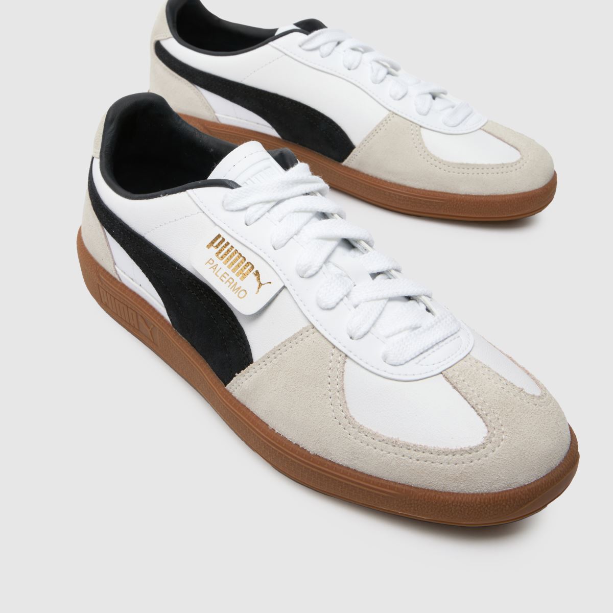 PUMA Palermo lädersneakers i vitt och svart