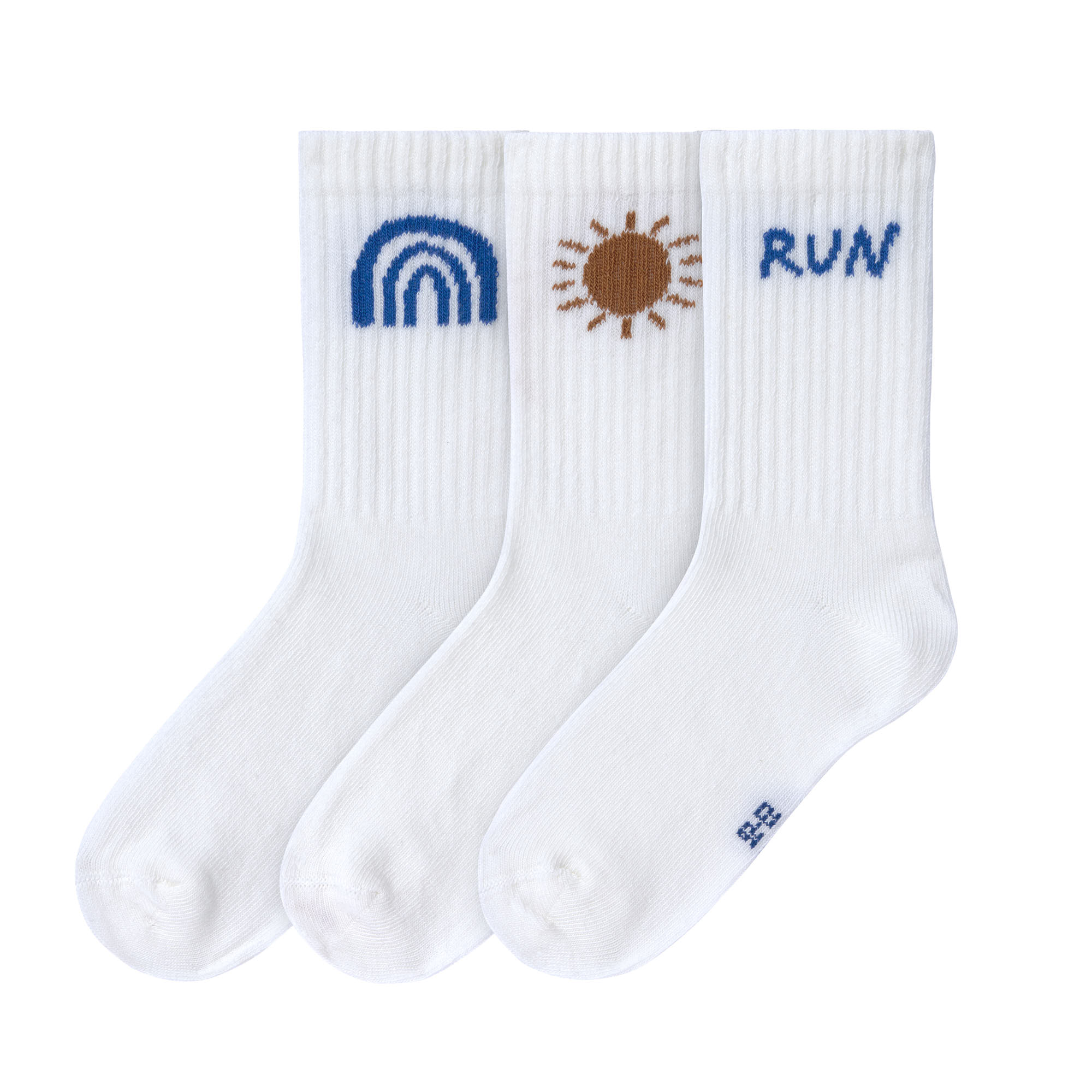 Tennissocken Kinder 3er-Set - Little Gang, Run Weiß