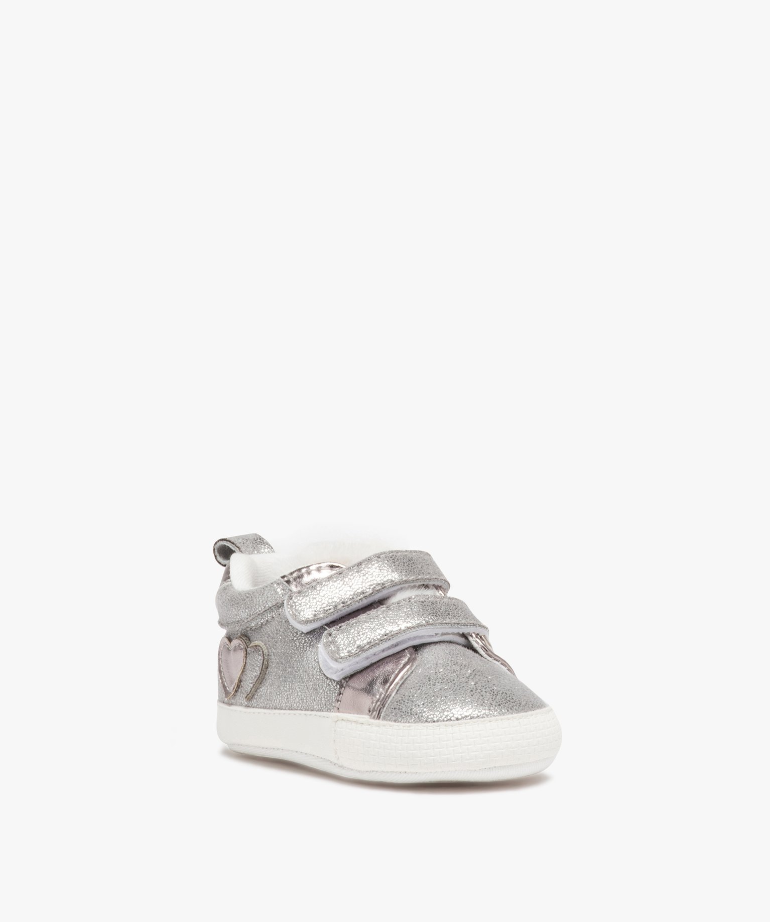 Chaussons de naissance bébé fille pailletés avec languett... argent | GEMO