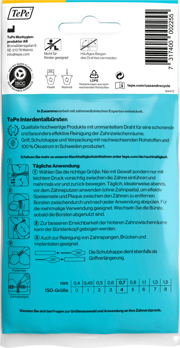 Interdentalbürsten gelb 0,7 mm ISO 4, 8 St