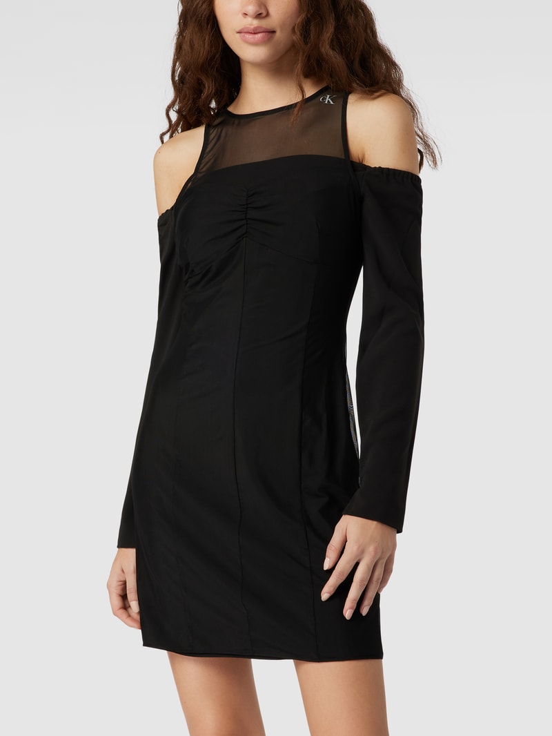 Minikleid mit Label-Print Modell 'MESH DOUBLE LAYERING DRESS' in black