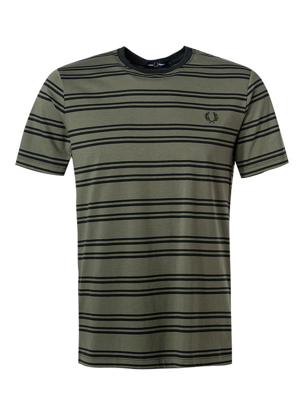 Fred Perry, T-Shirt, Baumwolle, olivgrün-schwarz gestreift