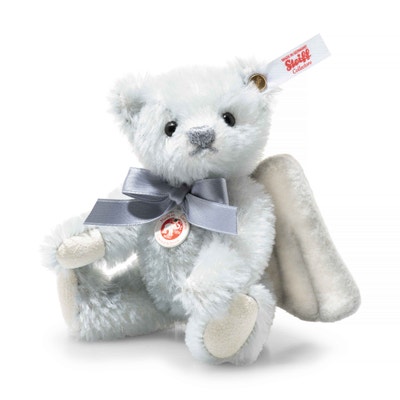 Schutzengel Teddybär, 13 cm, hellblau