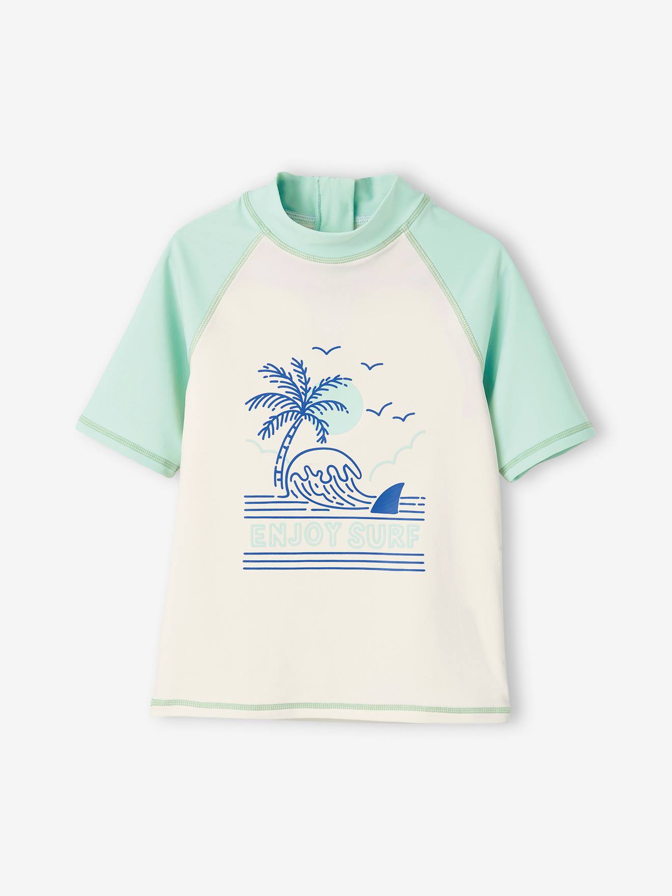 Ensemble de bain anti-UV garçon T-shirt + boxer vert d'eau