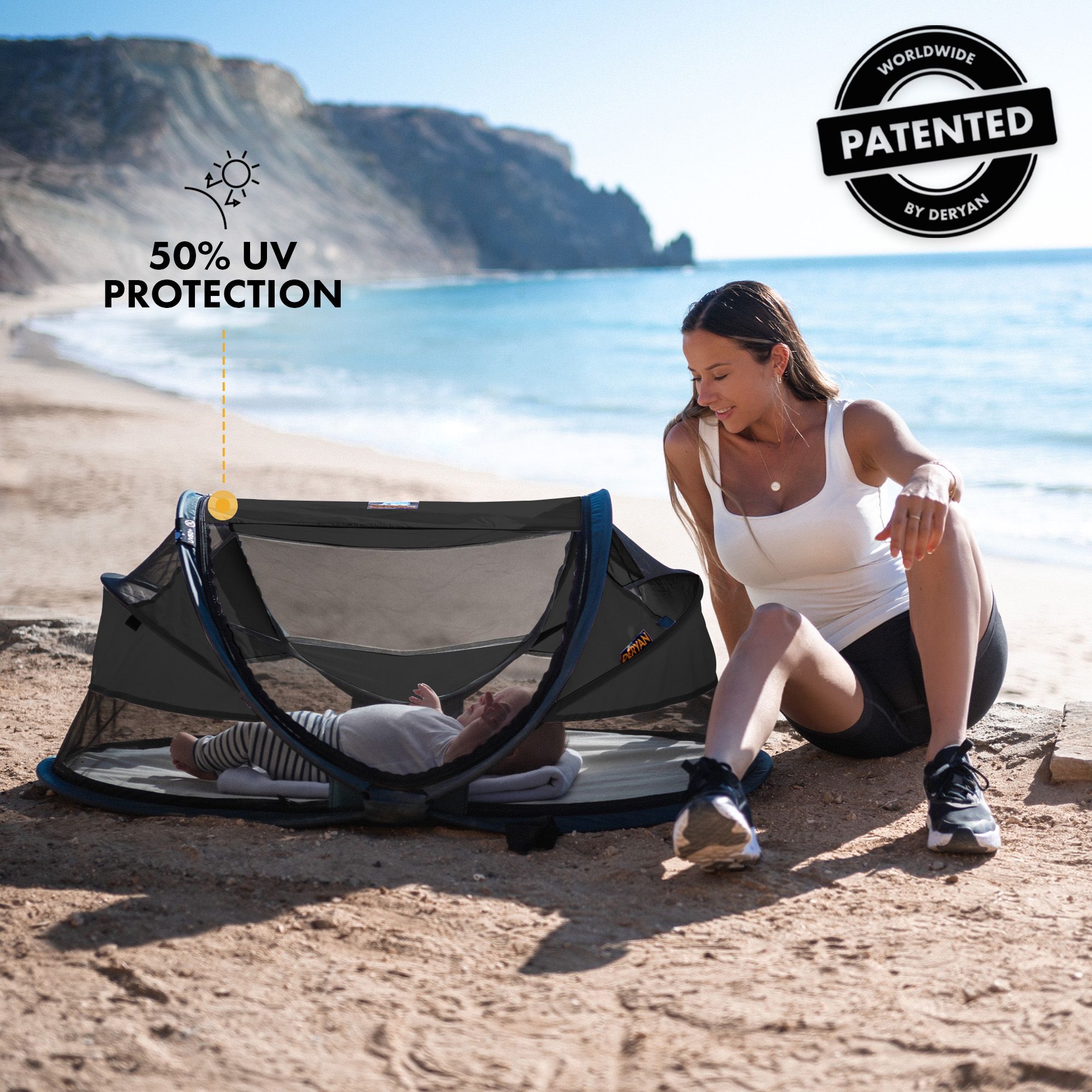 Deryan Baby Luxe Schwarz Campingbett