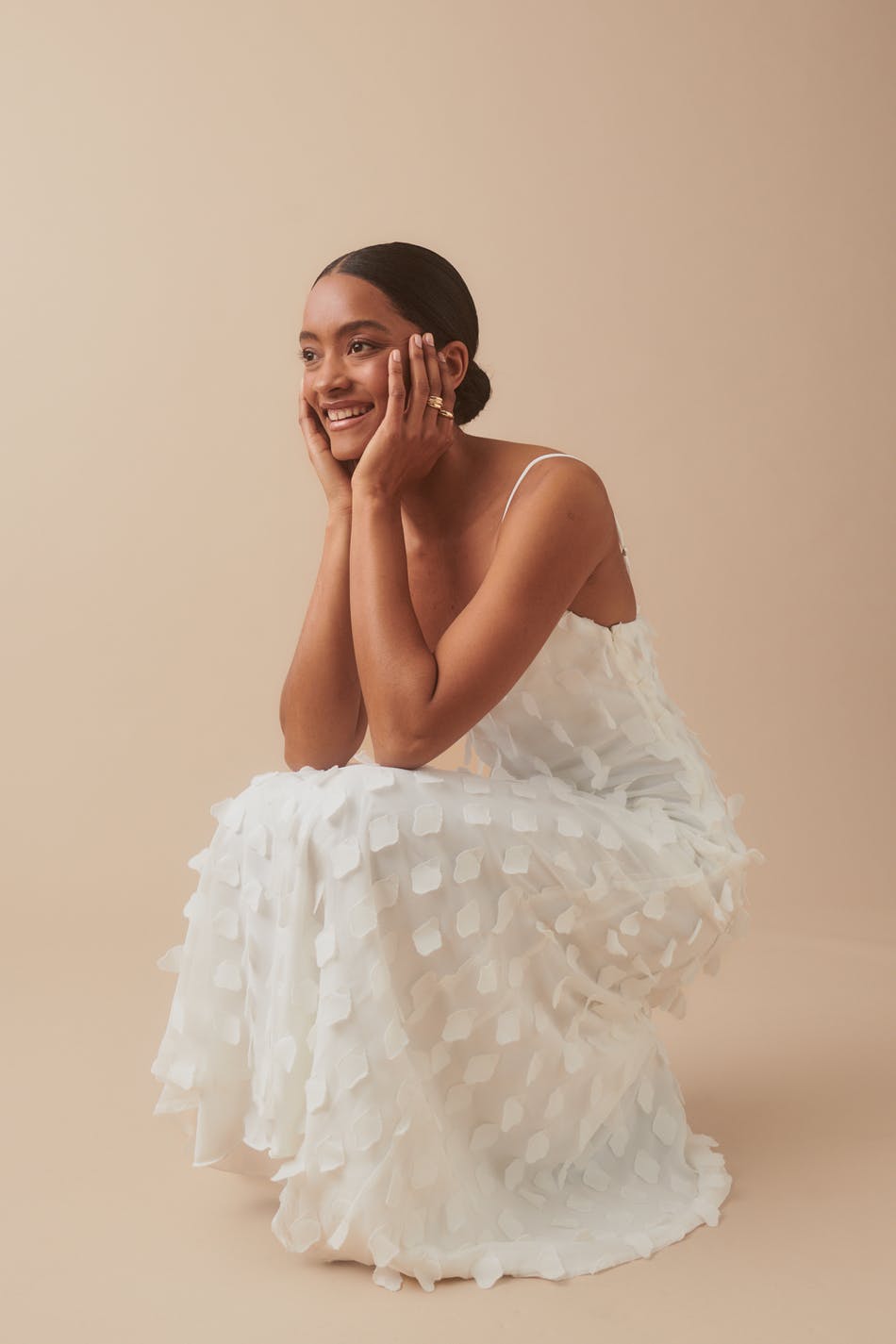 3d cowl neck dress