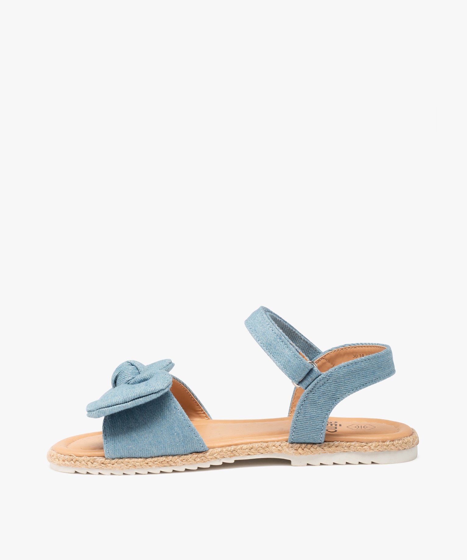 Sandales filles à brides en denim avec n?ud décoratif bleu | GEMO