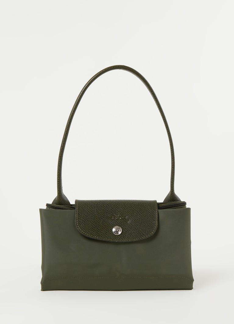 Longchamp Le Pliage Vihreä olkalaukku S nahkayksityiskohdilla
