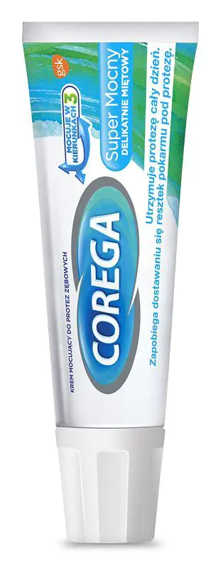 „Corega Super Strong“ švelnus mėtų skonio dantų protezų klijavimo kremas