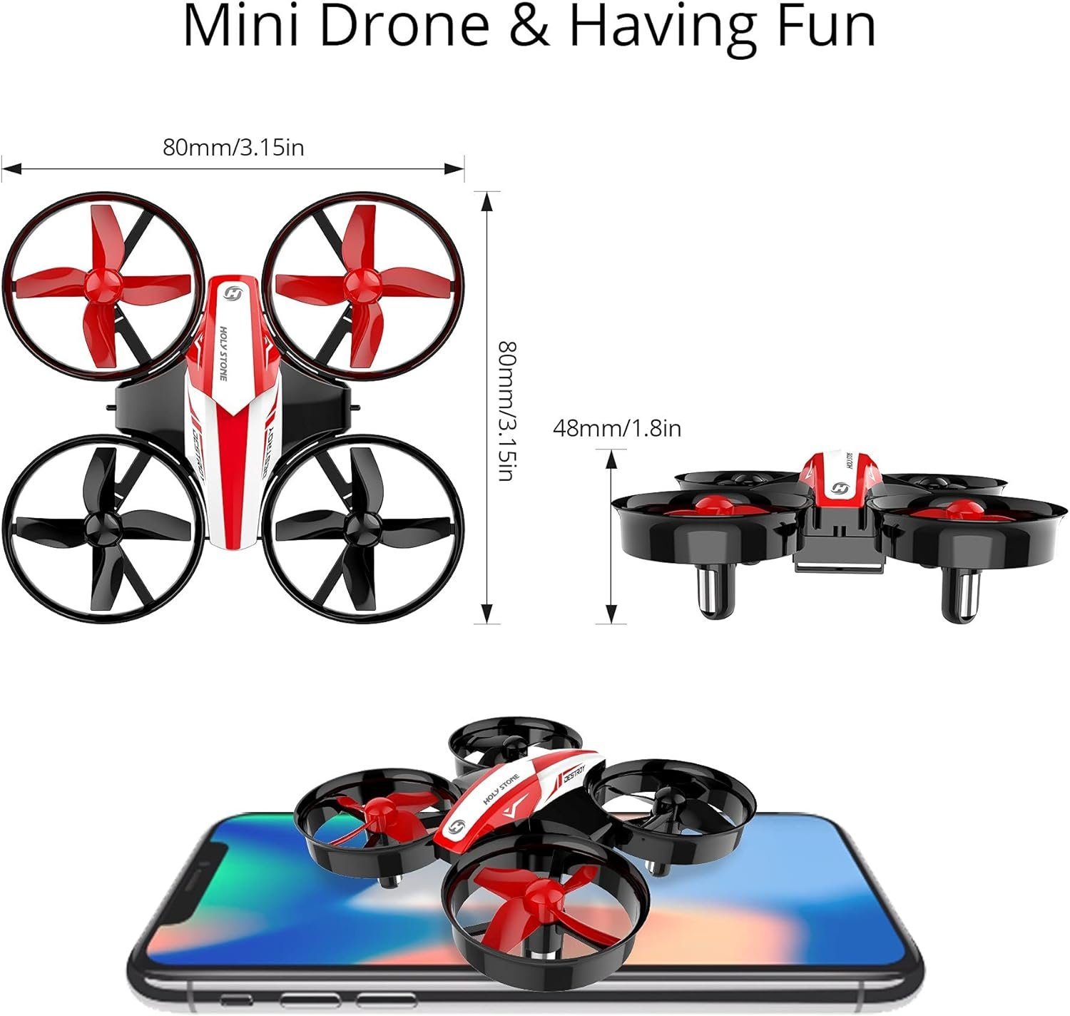 HOLY STONE HS210 Mini Drohne RC Drone für Kinder und Anfänger, Drohne (Mini Quadrocopter RC Helikopter Indoor mit 3 Akkus, Automatischer)