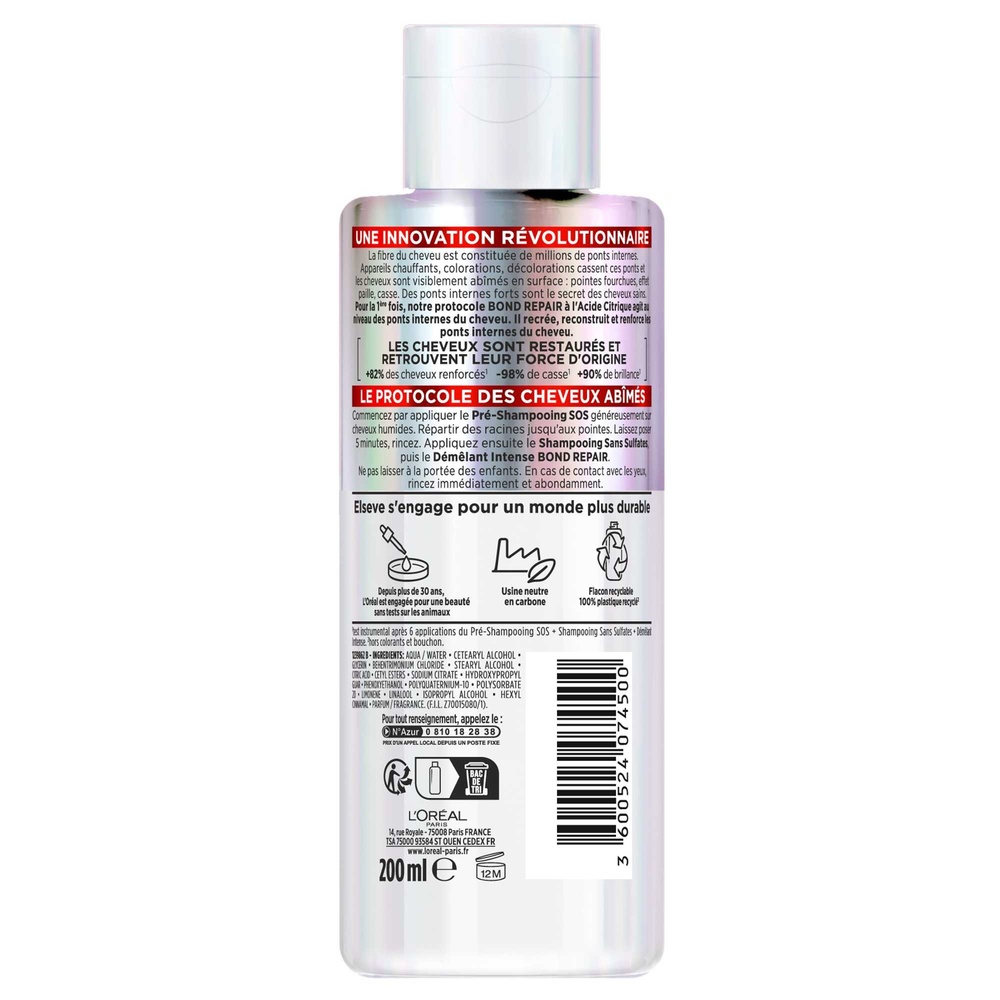 L'Oréal Paris Elseve Pro Bond Repair Pré-Shampooing SOS pour restaurer les cheveux abîmés, sur-sollicités