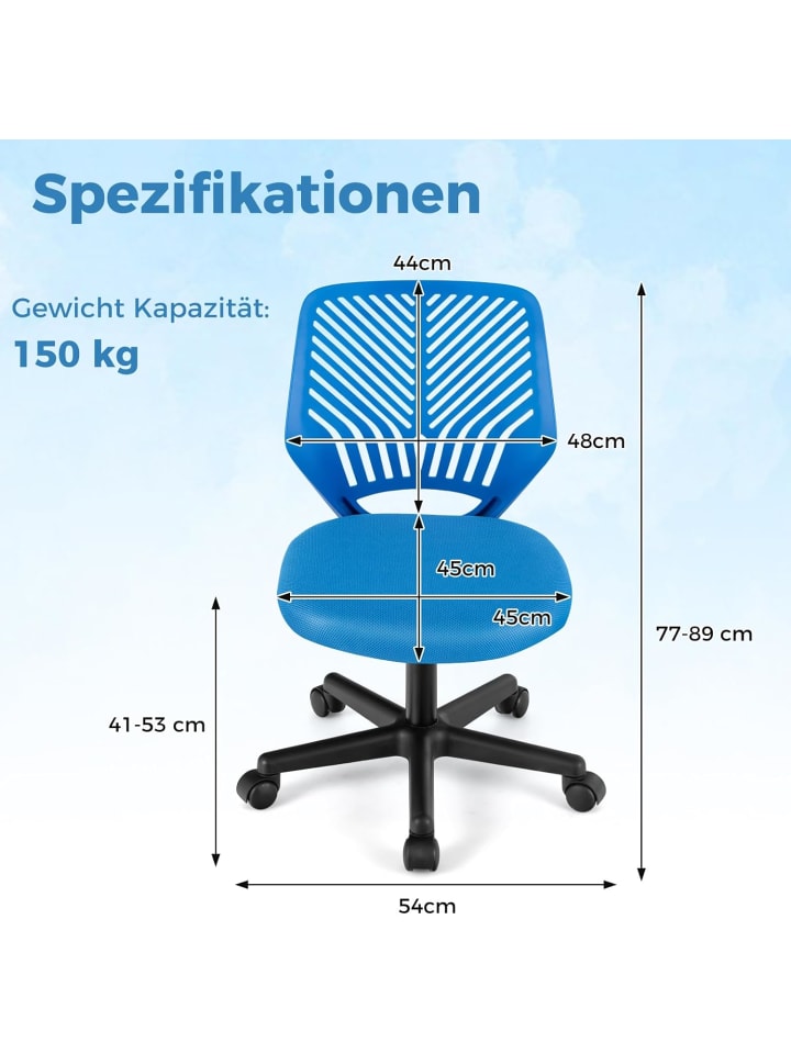 COSTWAY Schreibtischstuhl für Kinder in Blau günstig kaufen onesize