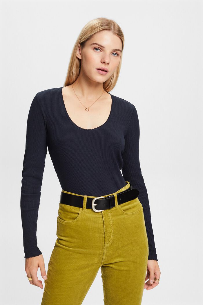 Longsleeve aus Rippstrickjersey